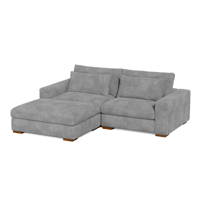 Canapé modulaire 3 pièces Alahya, Velours côtelé gris foncé