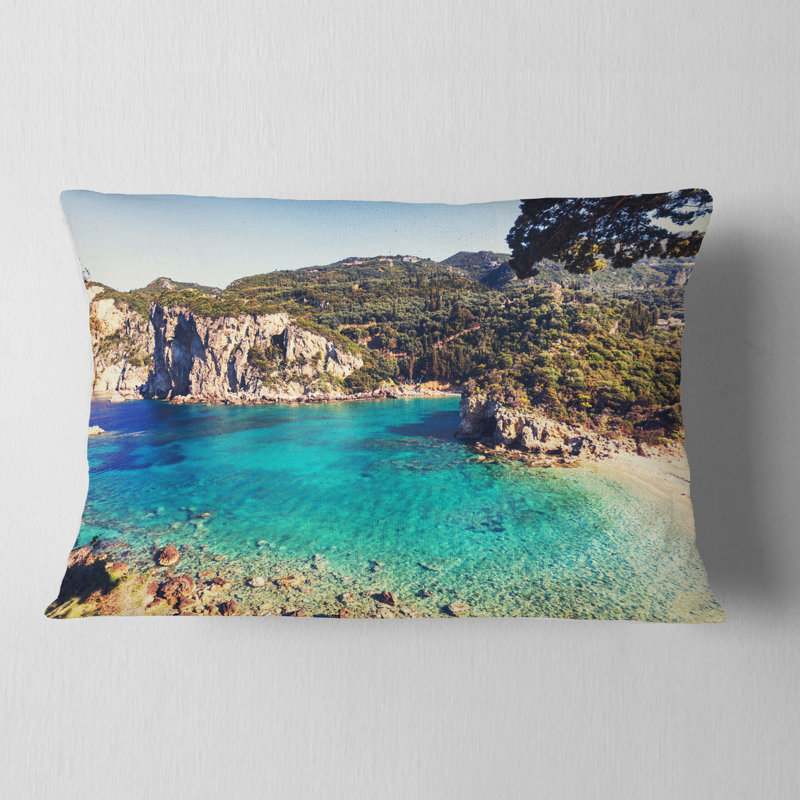Coussin Rocky Beach avec turquoise, Rectangulaire, 12 po x 20 po