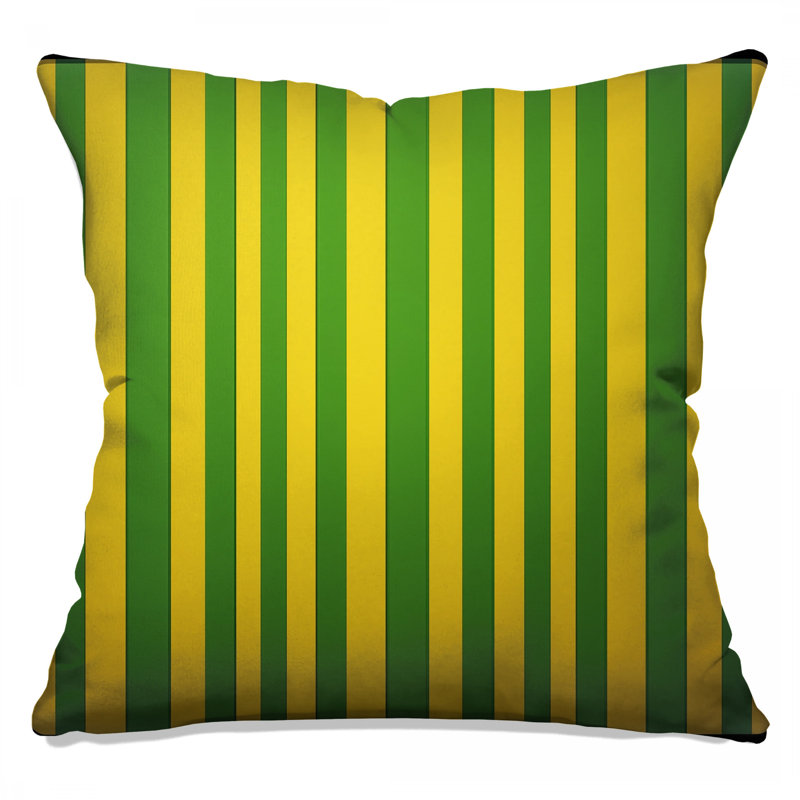 Coussins décoratifs vert et jaune à rayures verticales, 26 po x 26 po