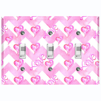 Plaque murale d'interrupteur à bascule Chevron Love Hearts