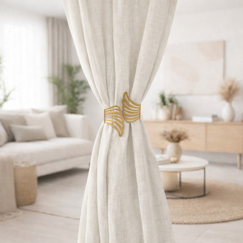 Angel Cuff Metal Wings 2 Curtain Tiebacks, Gold