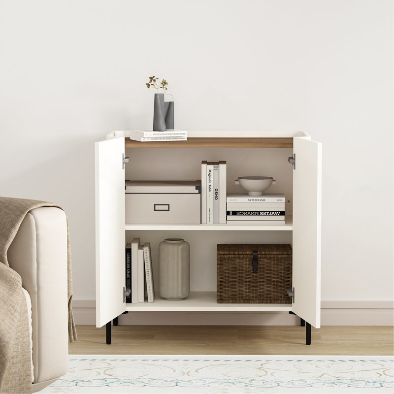 Accent Cabinet In Maple And Off White, Brown/White