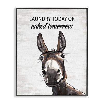 Laundry Today Naked Tomorrow Donkey Framed Giclee, design by Lettered and Lined