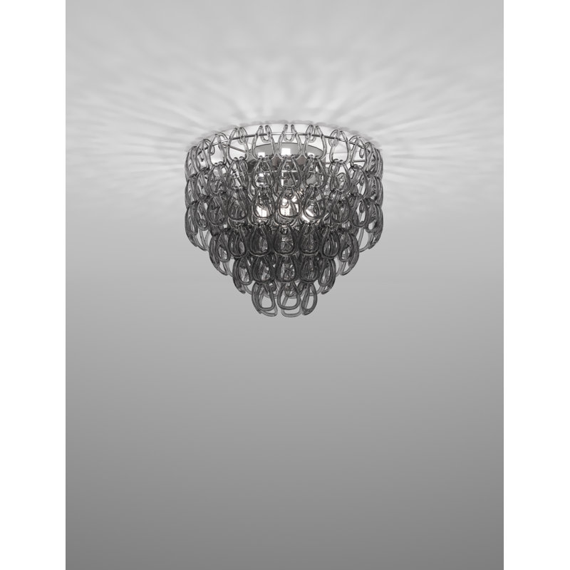 Minigiogali Ceiling Lamp 50 Crystal Transparent Matt Bronze 1 E26 Ul, Glossy Chrome, Crystal Smoky