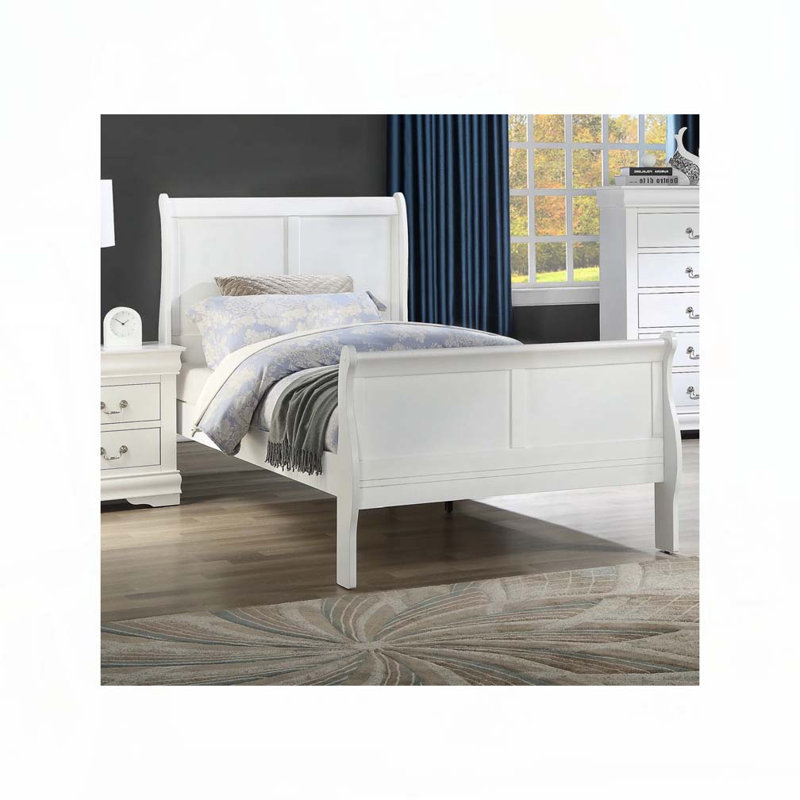 Lit-bateau Wood, Lit simple, Blanc