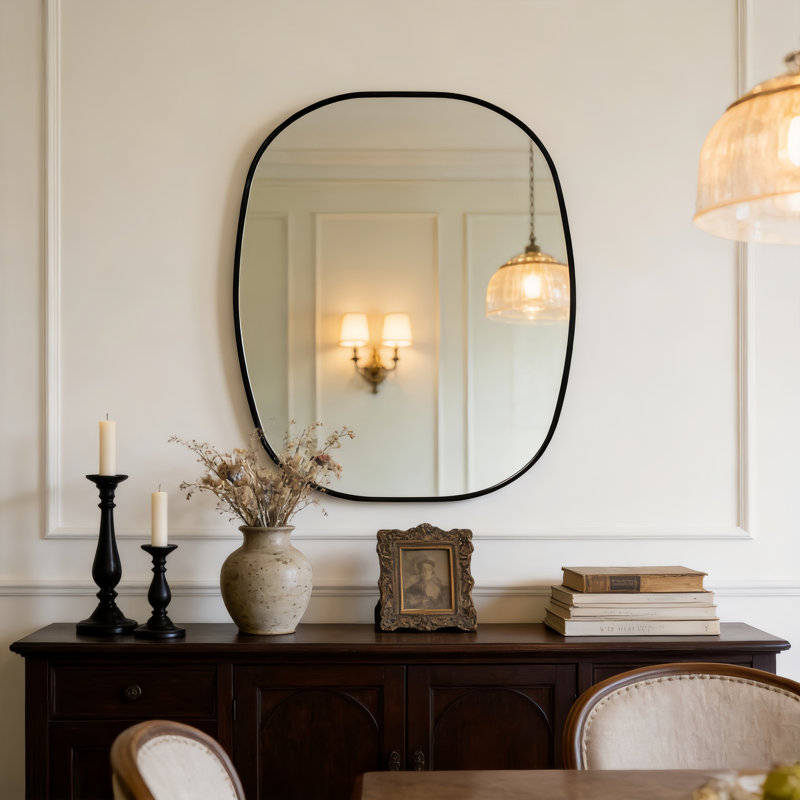 Miroir décoratif, 48 po x 30 po, Noir