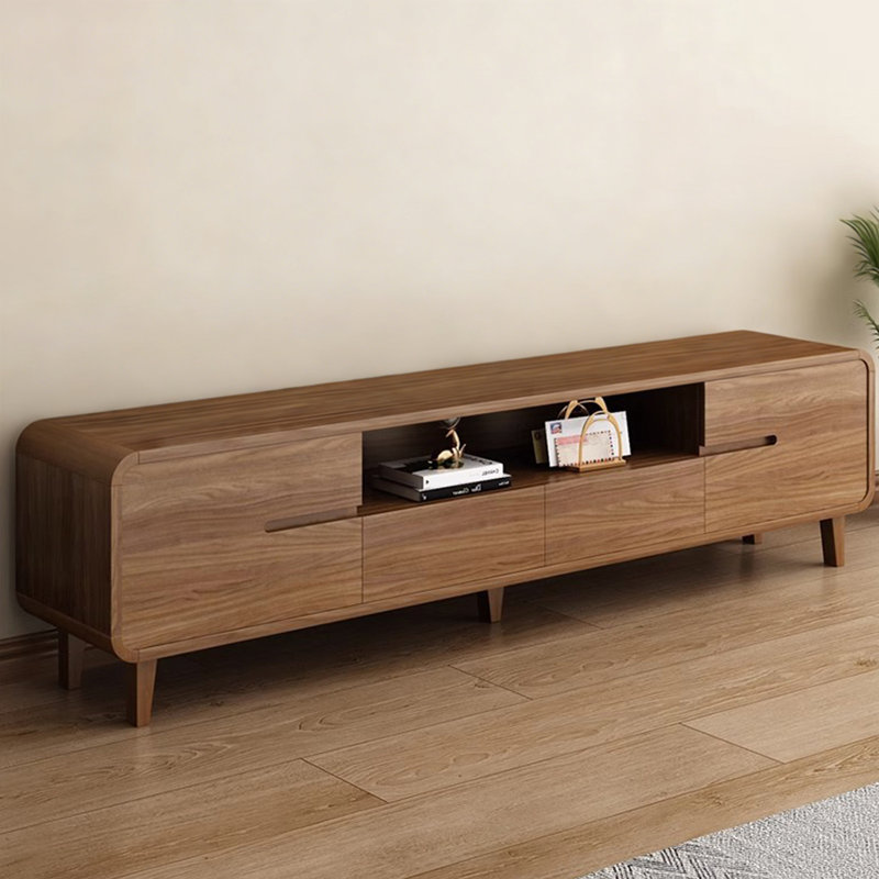 Meuble télé moderne en bois manufacturé noyer, Noyer, 17.72"H x 78.74"L x 11.81"W