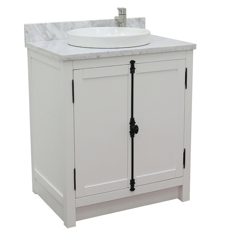 Ensemble de meuble-lavabo simple 31 po Ziemer, Glacier cendré, Marbre de Carrare blanc