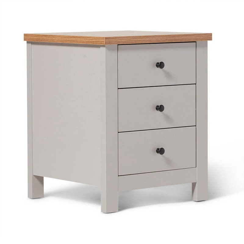 Maryhannah 45cm W Manufactured Wood Bedside Table, Stone Grey