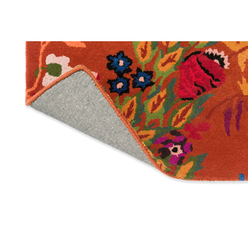 Wonderland Hand Tufted Wool/Viscose Floral Area Rug in Amber/Lapis, Rectangle 8'2" x 11'6"