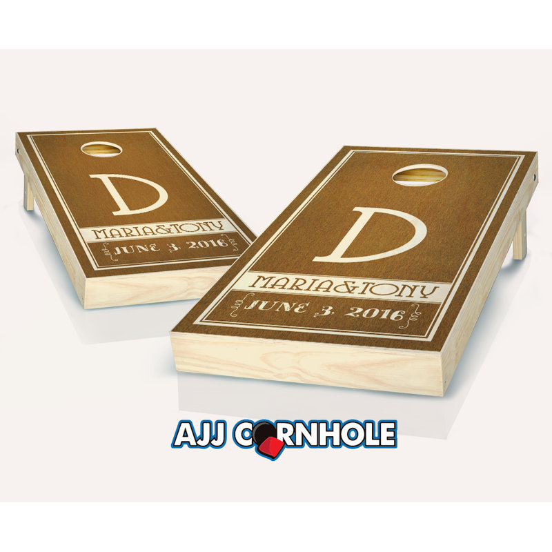 Ensemble de jeu de cornhole personnalisé en bois massif 2 pi x 1 pi avec sacs, Noir/gris, Noir / gris