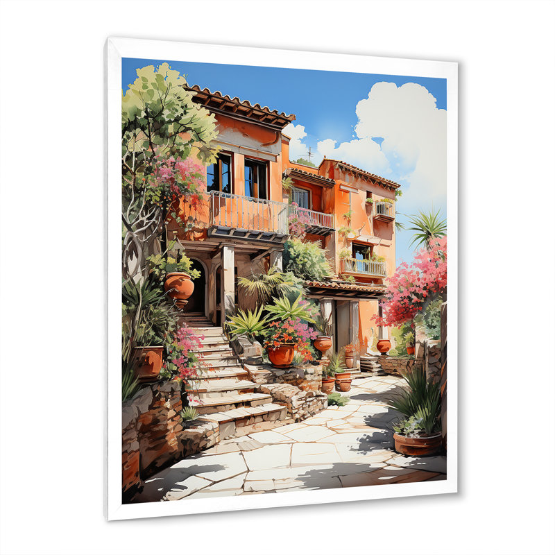 Reproduction d'art sur toile, espagnol Hacienda fauvisme I, H 44 po x l 34 po x P 1,5 po, Cadre photo blanc