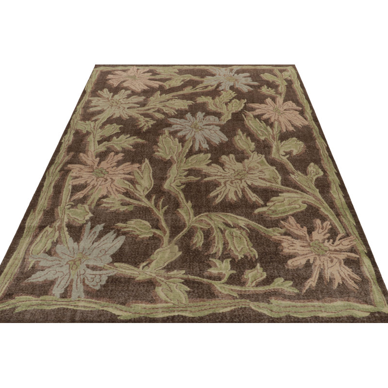 Distressed Homage Hand Knotted Wool Floral Area Rug, Rectangle 15' x 24'