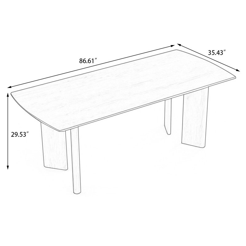 Burlywood Rectangular Solid Wood Butterfly Leaf  Dining Table, 29.53"H x 86.61"L x 35.43"W