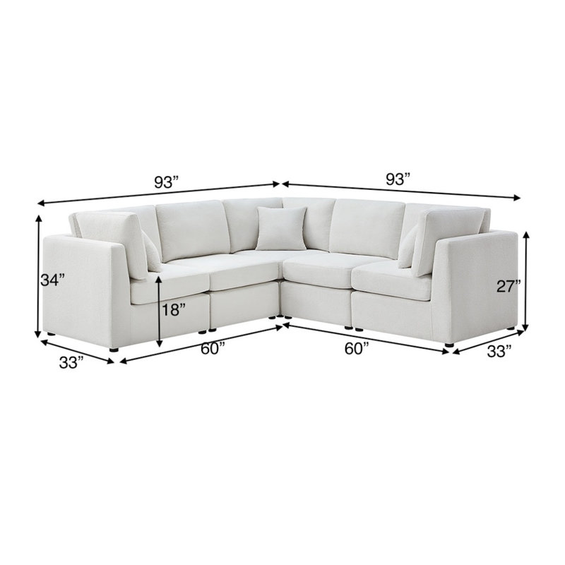 Canapé modulaire 5 pièces Chauncy - Ivoire