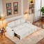 Canapé-lit convertible en L avec porte-gobelets, ports USB, méridienne réversible, compartiments de rangement, canapé en tissu chenille pour le salon-1430243723