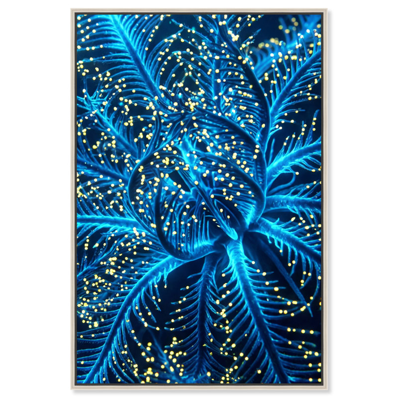Neon Bloom Print by Oliver Gal, 55"H x 37"W, Silver Floater Frame