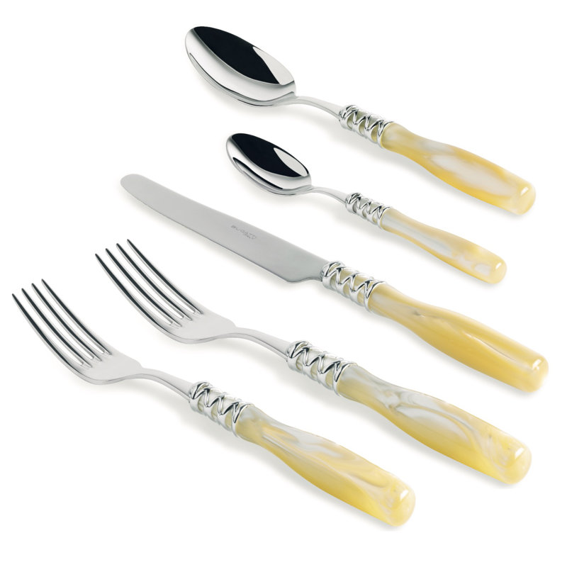 Arianna 5 - Piece Stainless Steel Flatware Set - Service for 1, Ivory