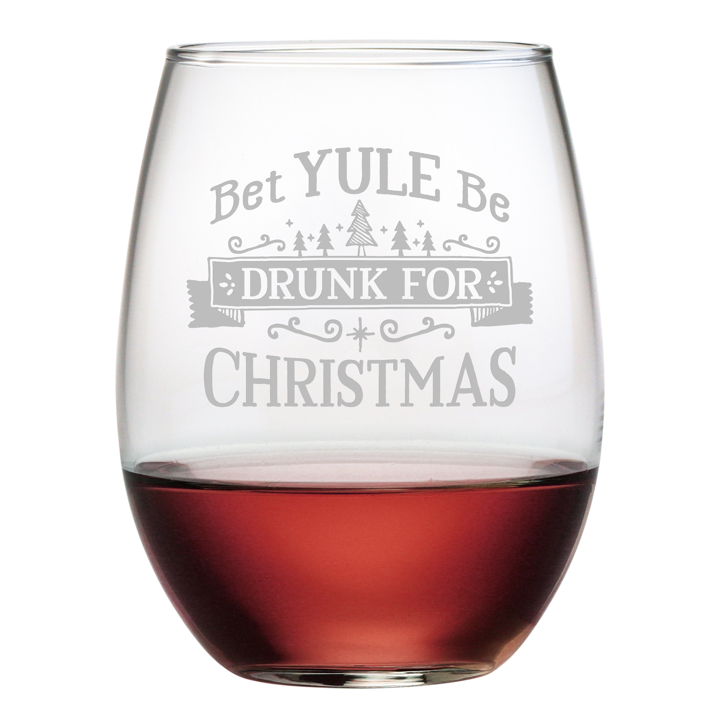 Drunk for Christmas Stemless Wine Glasses ~ Set of 4