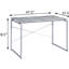 Fabrication de bureau gris et argenté avec une touche industrielle, surface de table rectangulaire en bois stable, ensemble de base de traîneau en métal, plateau en bois argenté et robuste