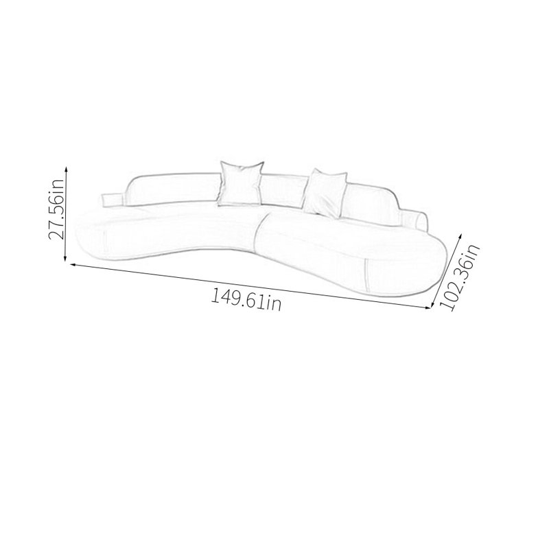 Canapé de coin courbé, H 27,56 po x l 149,61 po x P 102,36 po, 7, Noir, noir, noir, noir