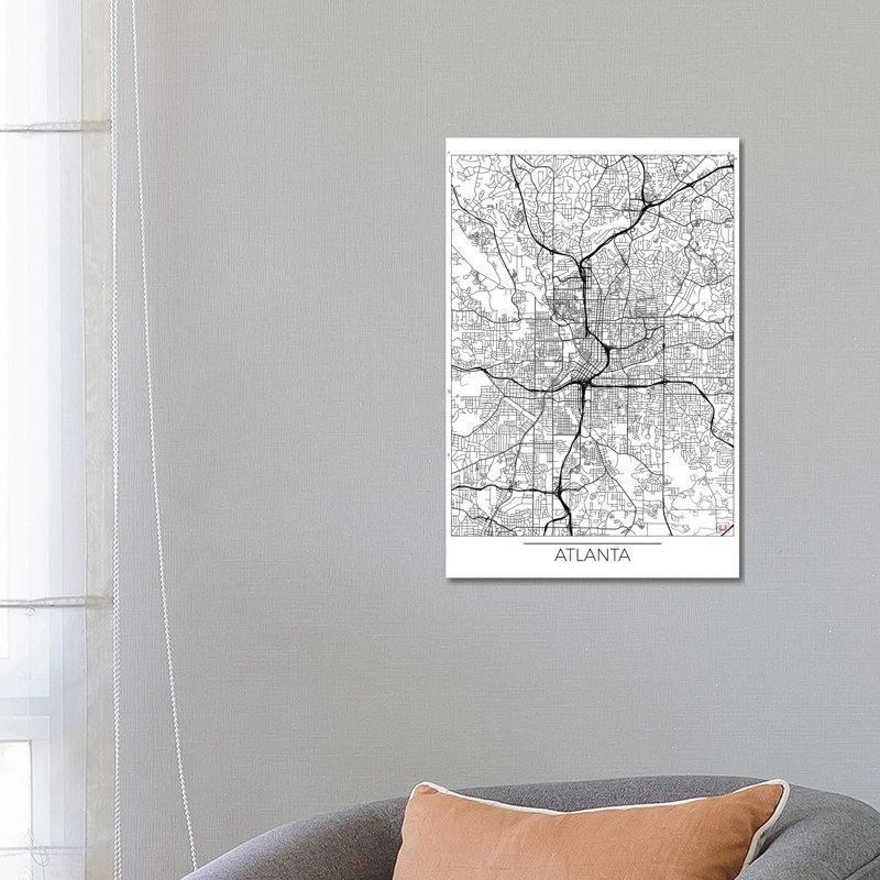 Atlanta Minimal Urban Blueprint Map by Hubert Roguski - Wrapped Canvas Print, 66.04 cm H x 45.72 cm W x 1.91 cm D