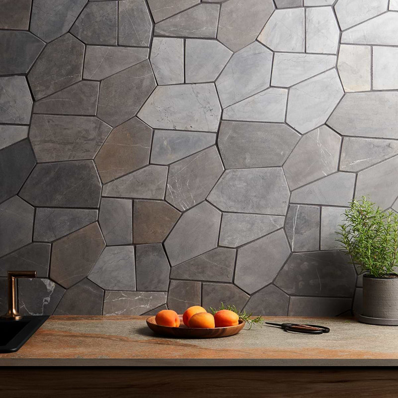 Nature Organica 12x20 Honed Marble Mosaic Tile, Java Dark Gray