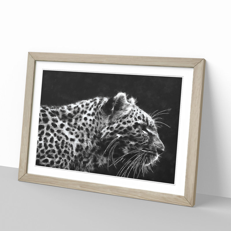 Leopard Vol.4 - Picture Frame Painting, 36cm H x 48cm W x 2cm D, Oak Framed