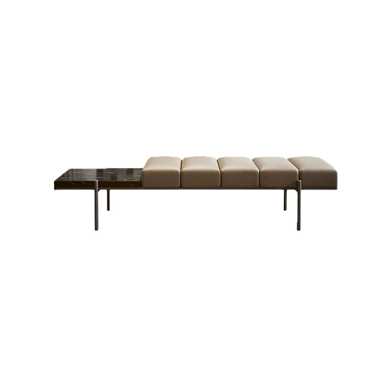 Banc rembourré en cuir véritable Marshilah, H 16,53 po x l 59,05 po x P 15,74 po