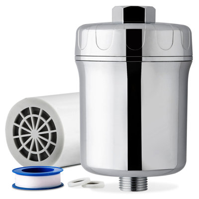 iSpring SF1S Filtre de douche universel à haut rendement à 15 étapes avec cartouche remplaçable pour éliminer le chlore, les sédiments et plus, chrome
