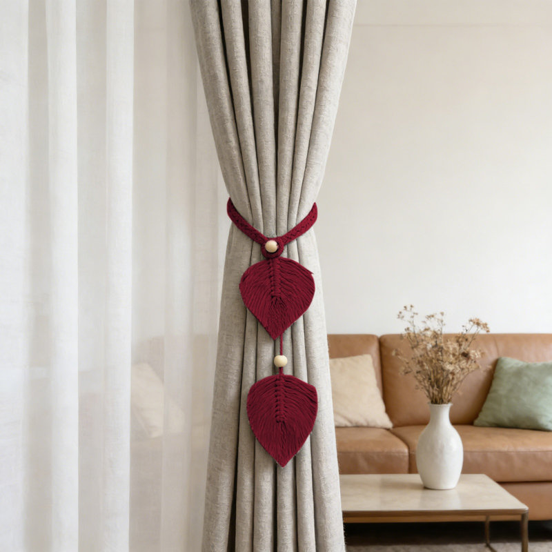 Feuilles de rideaux en forme de feuille Embrasse Accessoires de chambre Boucle de rideau Corde Décoration faite à la main