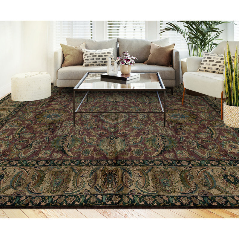 Tapis vin et or noué à la main de haute qualité