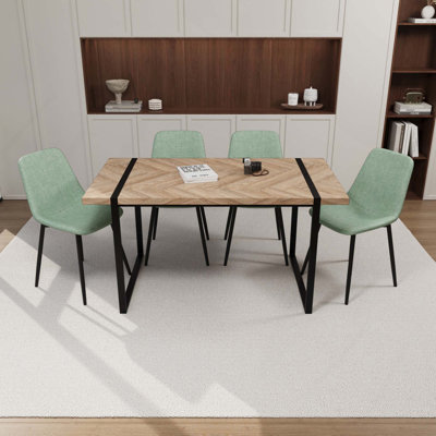 Ensemble de salle à manger industriel 5 pièces avec table robuste et chaises rembourrées confortables pour la cuisine ou le salon