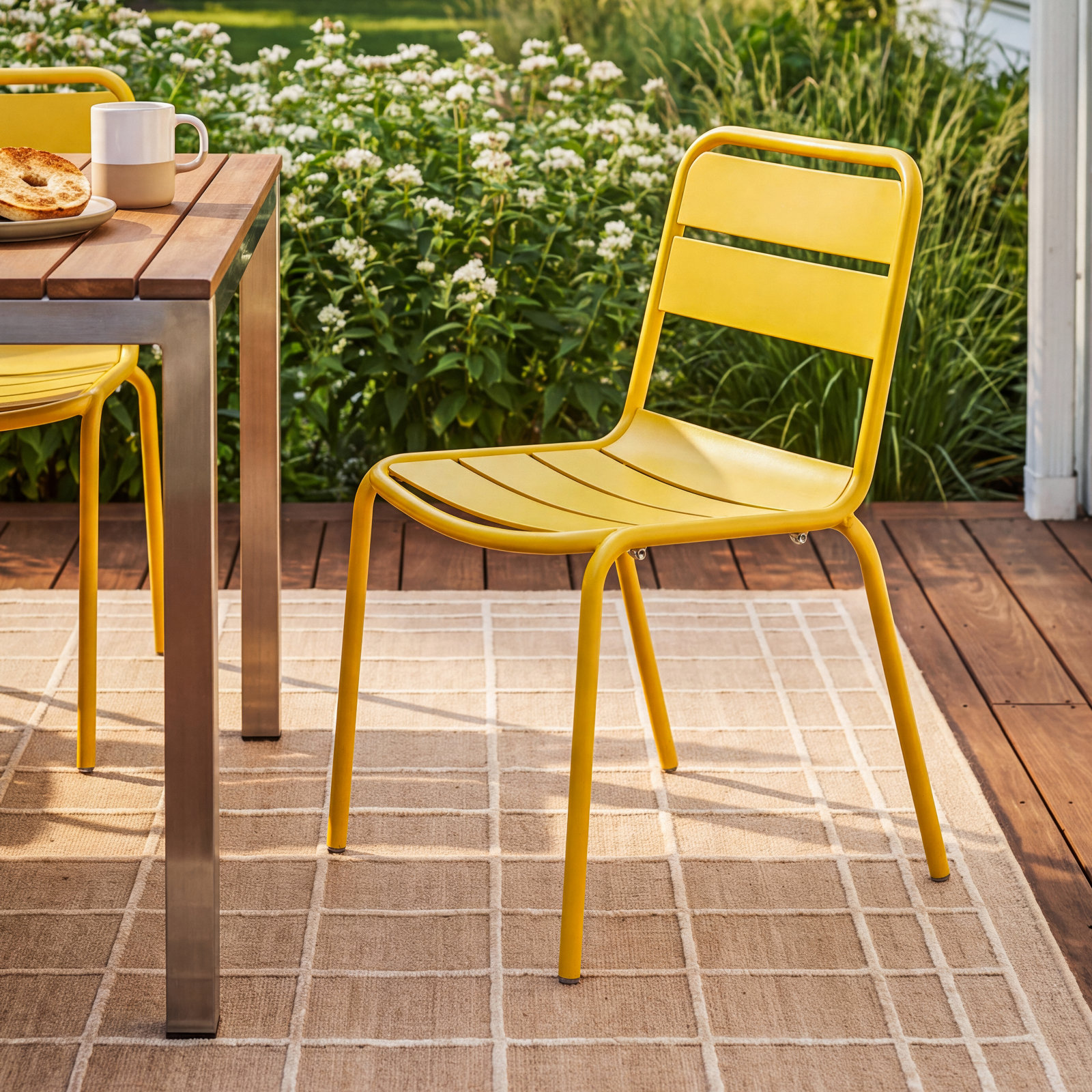 Kapri Stackable Patio Side Chair, Saffron