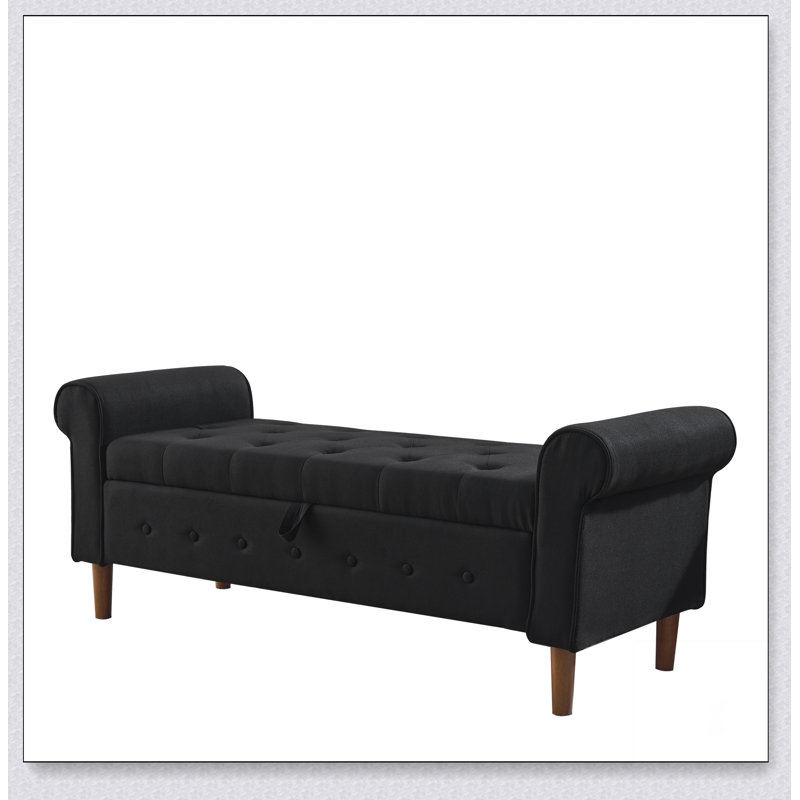 Banc de rangement capitonné de 62 po pour la chambre à coucher 62 po, repose-pieds rembourré en tissu moderne, banc de fenêtre