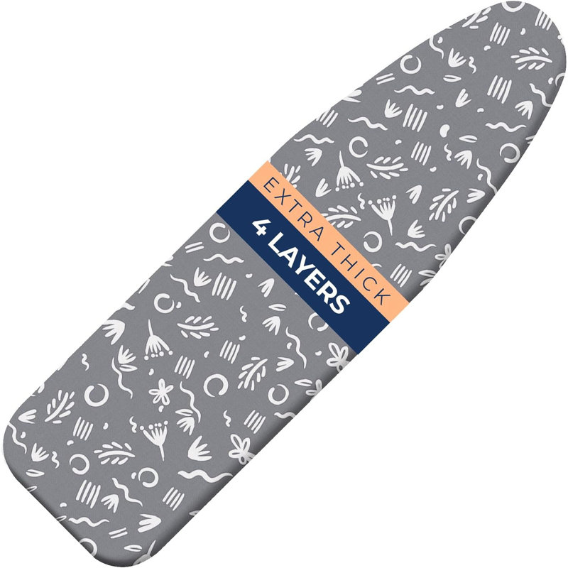 Happhom Ironing Board Cover and Pad for Standard 15x54 Ironing Boards, Extra Thick, Heat Resistant, Gray/White