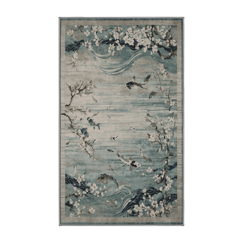 Tapis gris soyeux et moelleux, Rectangulaire 3 pi x 5 pi