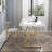 40" Modern White Rectangular Writing Desk With Gold Base