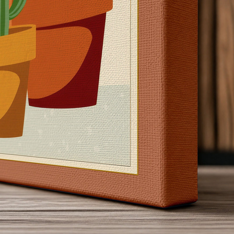 Desert Trio Botanical - Wrapped Canvas, 30x20 - 76.2 x 50.8 cm, Terracotta Border