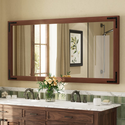 Amara Rustic Farmhouse Solid Wood Framed Tempered Glass Wall Mirror with 5-Year Warranty