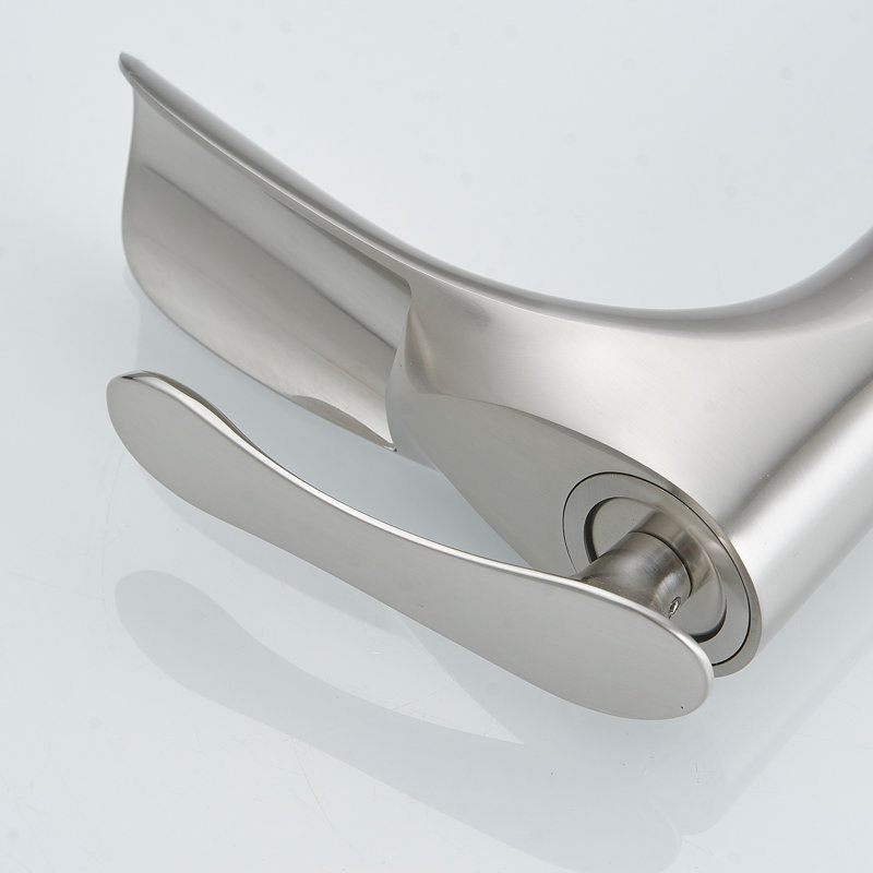 Robinet de lavabo vasque de salle de bain à poignée simple avec drain, Nickel brossé