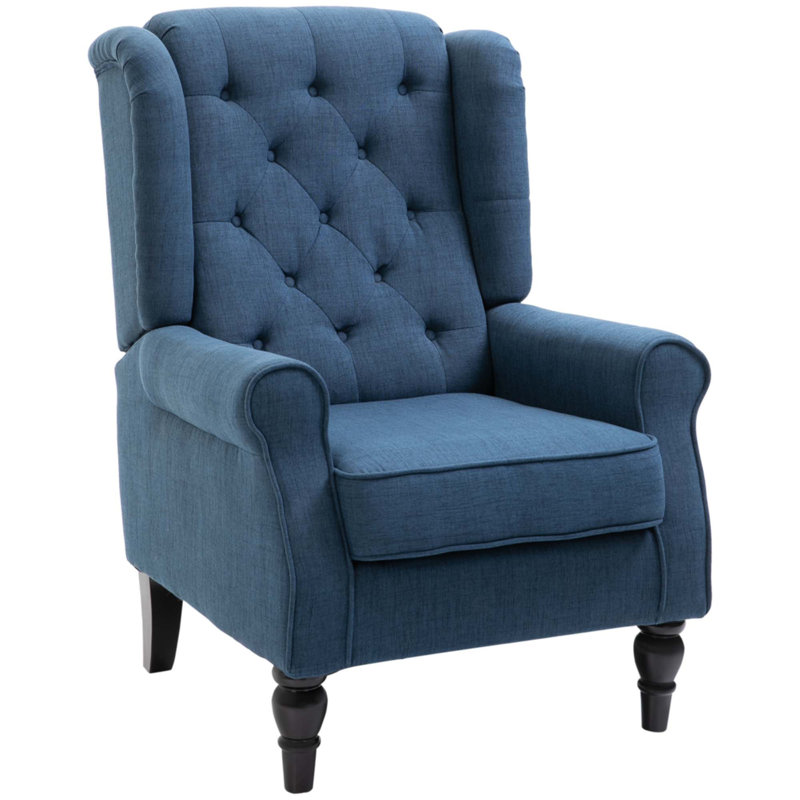 Button-Tufted Accent Chair With High Wingback