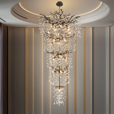 Crystal Chandelier For High Ceilings Tree Branch Chandelier, Large Chandeliers For Foyer Entryway Staircase Living Room