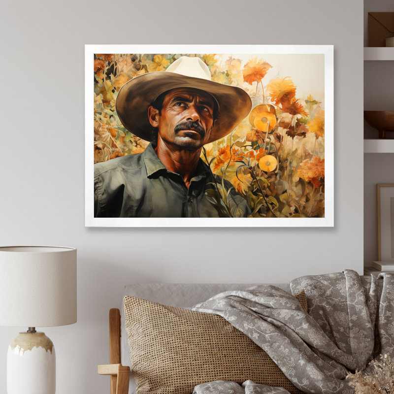 «Yellow Mexico Art The Agrarian», reproduction d'art sur toile encadrée, H 16 po x l 32 po x P 1 po, Cadre simple blanc