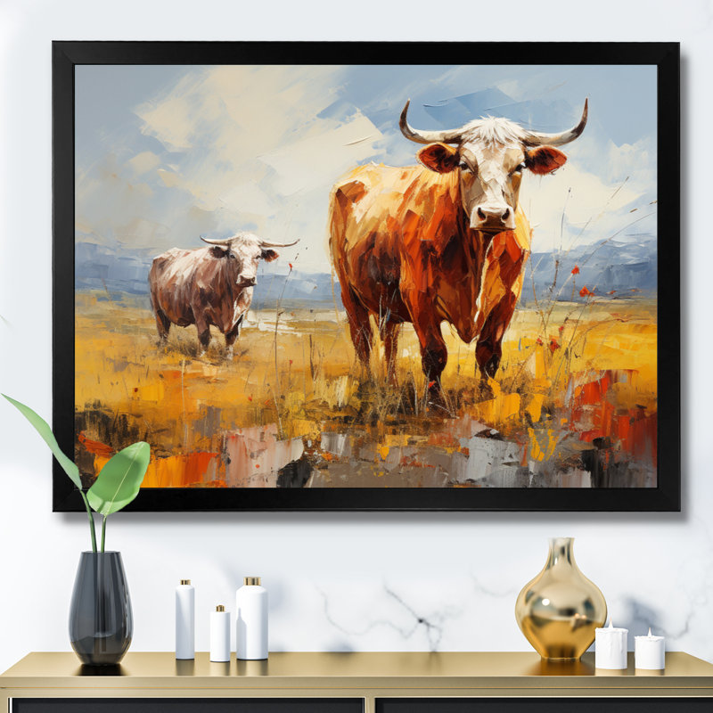 Collage de bovins pastoraux - impression, Cadre photo noir, H 30 po x l 40 po x P 1,5 po