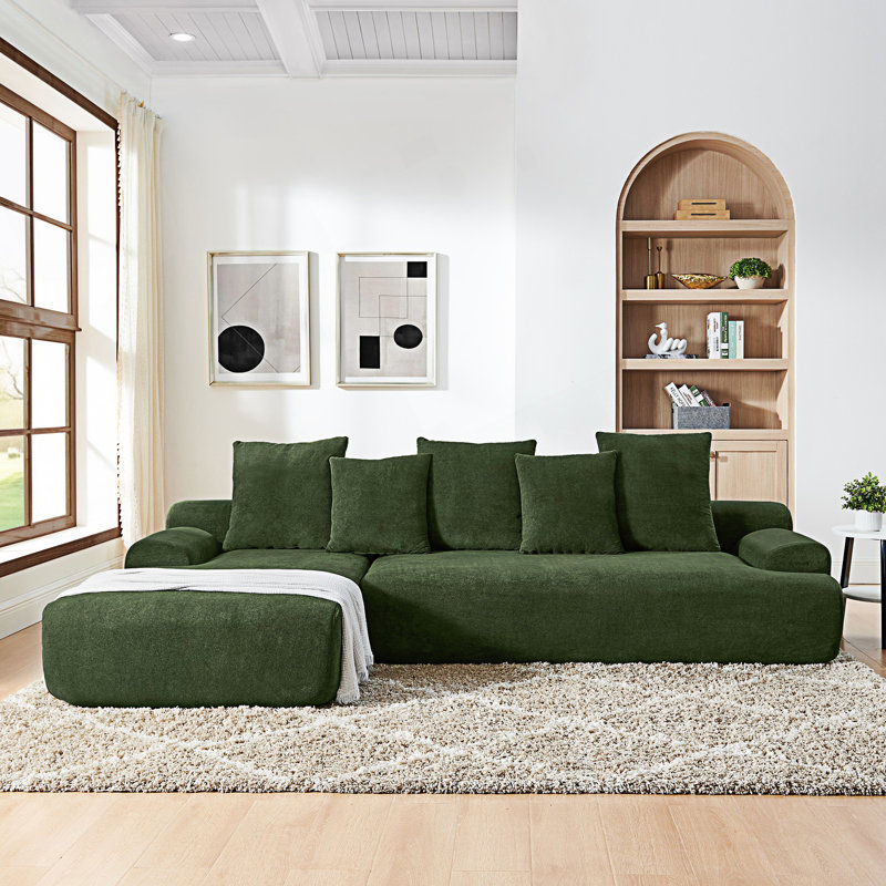 Boneless Modern Upholstered L-Shape Sectional Sofa Couch, Modular Compressed Sofa