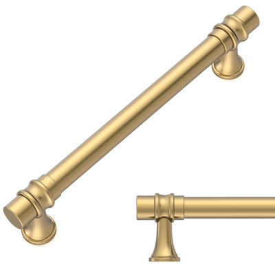 Lot de 10 poignées de meuble robustes en alliage de zinc massif couleur bronze champagne - Entraxe de 128 mm (5 pouces) - Poignées dorées champagne convenant aux tiroirs de cuisine et de salle de bain ainsi qu'aux meubles