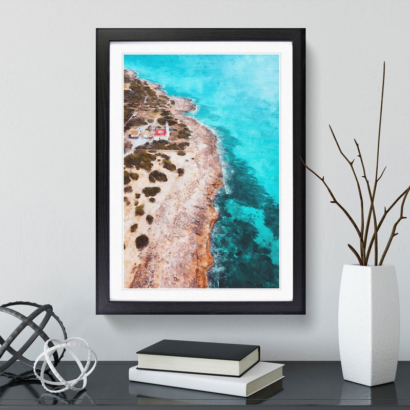 Lighthouse on the Coast of Spain - Picture Frame Graphic Art, 65cm H x 48cm W x 2cm D, Black Framed