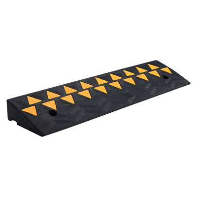 Heavy Duty Rubber Curb Ramp - 3.7" Rise, 15T Capacity Driveway Threshold for Trucks, Cars & Wheelchairs with Reflective Safety Strips
