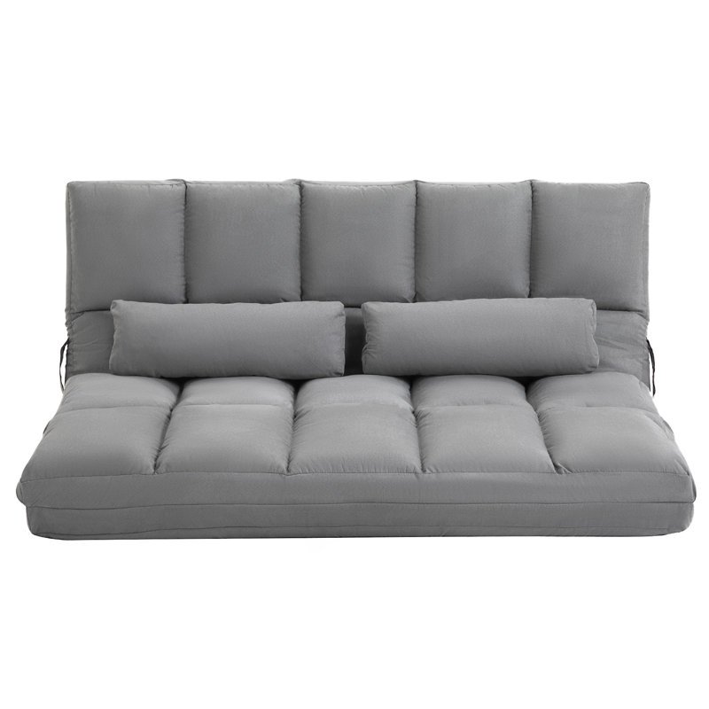 Convertible Floor Sofa Chair, Light Gray Polyester, 23.5" H x 51.3" W x 28.8" D